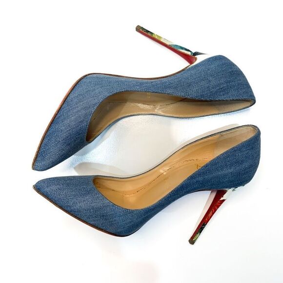 Christian Louboutin Pigalle Follies 100 Pumps EU 36 US 6 Blue Jean Denim Heels - Picture 6 of 9
